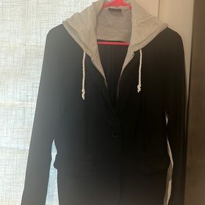 BDG from Nordstrom black blazer with gray hoodie